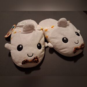 Cute White Ghost Slippers with Candy Corn Accents